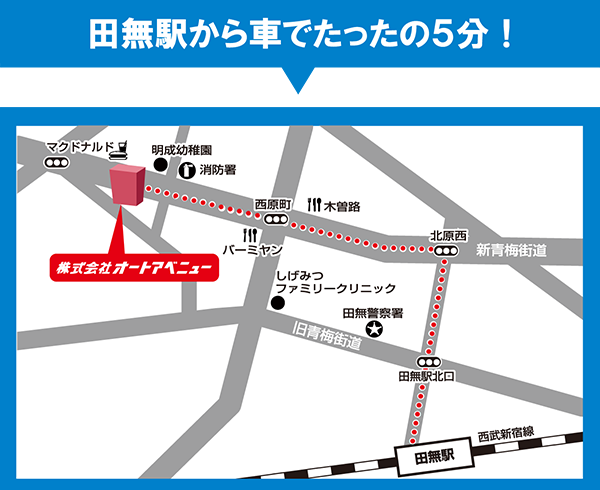 田無駅から車でたったの5分！